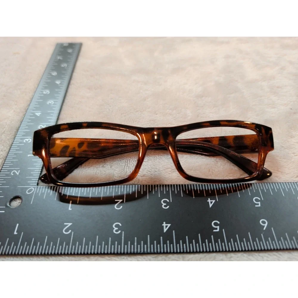 Tortoiseshell Rectangular Eyeglass Frames Brown Amber Unisex Glasses Frames Only